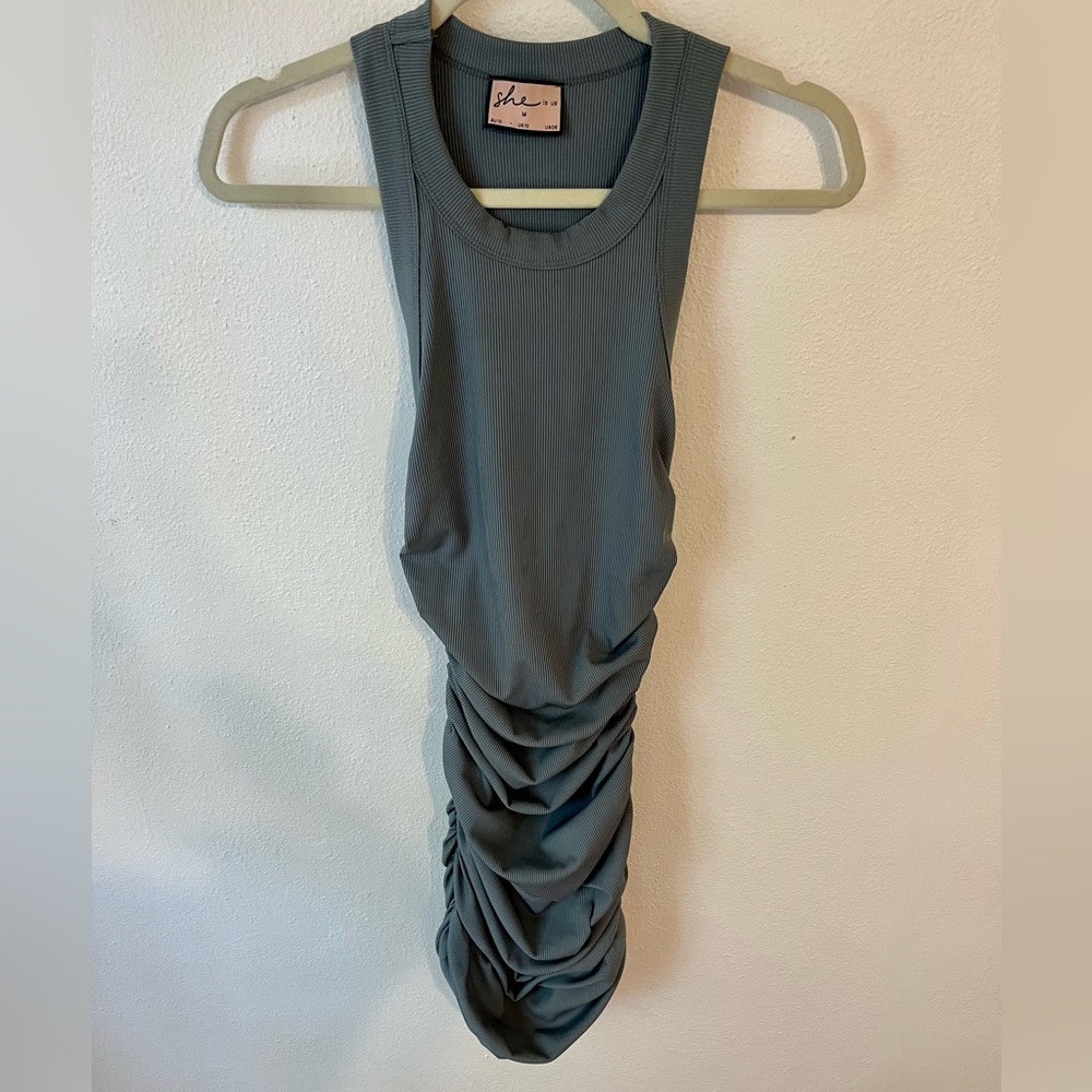SHE IS US Essential Dress Flattering Ribbed Bodycon in Blue Size Medium - Picture 5 of 8